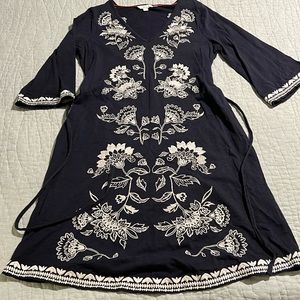 Boden navy embroidered dress, 10L